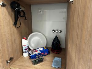 a door open to a room with a bag of food at Bila Perlyna - Люкс, пляж, паркінг, укриття in Odesa