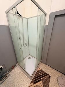 a shower with a glass enclosure in a bathroom at Gengoult 3 in Toul