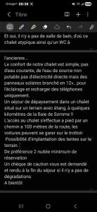 a screenshot of a text message on a cell phone at Chez Bernard in Mareuil-Caubert +2 photos