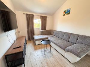 a living room with a couch and a table at Apartments Fortuna in Biograd na Moru