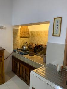 a kitchen with a stove and a counter top at Emerald canopy retreat in Kandy