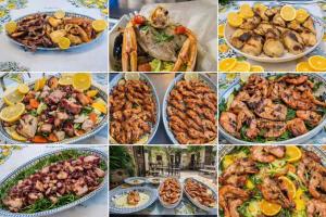 a collage of pictures of different types of food at Belli Siciliani Bed&Breakfast in Bucharest +1 photo