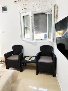 a living room with two chairs and a table at Apartments Skadar Lake in Vranjina
