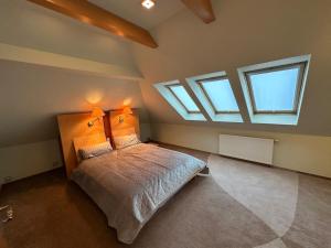 a bedroom with skylights and a bed in a room at Anna Maria in Łomianki