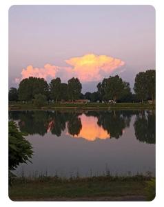 a view of a lake with a cloudy sky at Les pieds dans l'eau Pergola in Fleurville +10 photos