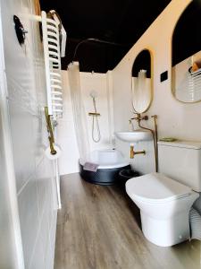 a bathroom with a toilet and a sink at Weekendowo Miejsce i Czas Agroturystyka in Wyszogród +6 photos