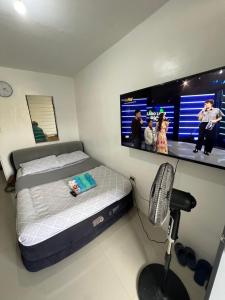 a small bedroom with a bed and a tv at Alexeis Place in Manolo Fortich