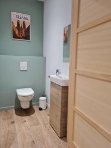a bathroom with a toilet and a sink at Au B'Honneur de Blois in Blois