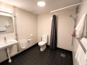 a bathroom with a toilet and a sink at Avenyn Hostel, former Le Mat in Gothenburg +31 photos