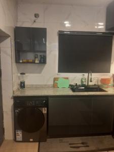 a kitchen with a sink and a black dishwasher at Jasper luxury homes in Abuja