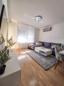 a living room with a couch and a table at Olea relax apartman in Brčko