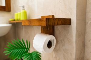 a roll of toilet paper hanging on a bathroom wall at Apartment Waskaduwa in Waskaduwa +21 photos