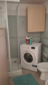 a washing machine in a bathroom with a toilet at guesthouseminturnoit Lucia Sparagna in Minturno