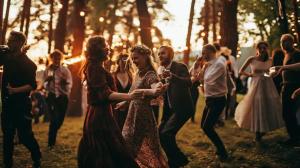 a group of people dancing in a forest at Schloss in der sächsischen Schweiz - Luxus Apartments in Dohma