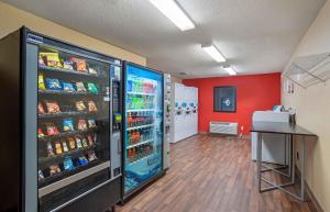 a room with a refrigerator filled with lots of drinks at Extended Stay America Suites - Frederick - Westview Dr in Frederick