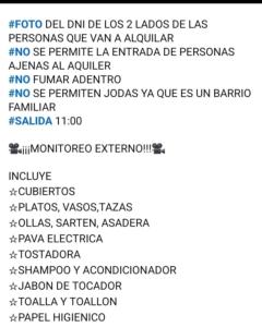 a list of the names of different languages on a screenshot at Alojamiento LA ROSALIA in Yacimiento Río Turbio