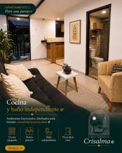 a living room with a couch and a table at crisalma 1 in La Tebaida