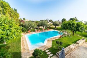 an overhead view of a swimming pool in a yard at Il Giardino Dei Carrubi in Donnalucata