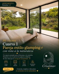 a poster of a bedroom with a bed and a window at crisalma 2 in La Tebaida