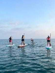 a group of people on paddle boards in the water at Hotel Heliopolis in Coveñas