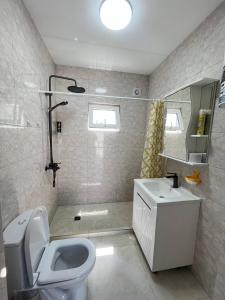 a bathroom with a toilet and a sink at Kabyl Guest House in Tossor