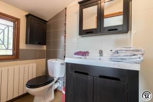 a bathroom with a toilet and a sink at Framboisine in Cazères +30 photos