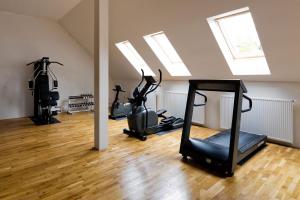 a gym with two exercise bikes in a room at Rezidence VOGELSANG in Kašperské Hory
