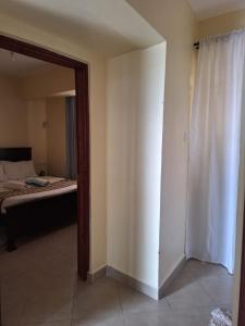 a room with a bedroom with a bed and a mirror at Nesty Homes in Gitura