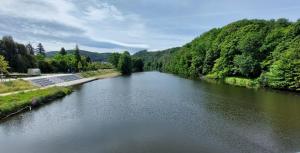 a view of a river from a bridge at Ferienwohnung Doria in Windeck +5 photos