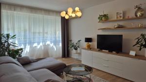 Televiisor ja/või meelelahutuskeskus majutusasutuses Leona apartment-perfect for four