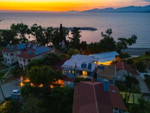 an aerial view of a house with the ocean in the background at Divodi View in Mytikas