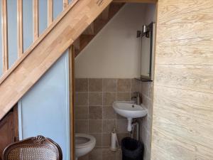 a bathroom with a sink and a toilet in a room at Grange d'époque à Chantilly in Chantilly