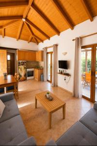 a living room with a couch and a table at Delphinus Villa Nefeli in Agios Nikitas