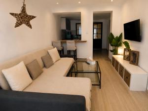 a living room with a couch and a living room with a television at Home Dream/Erstein/3P/60m2 in Erstein