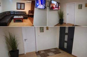 a living room with a couch and a tv at Vasilis House, Batković in Bijeljina