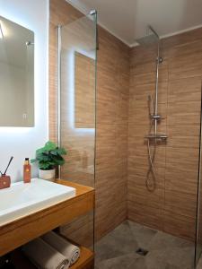 a bathroom with a shower and a sink at Home Dream/Erstein/3P/60m2 in Erstein
