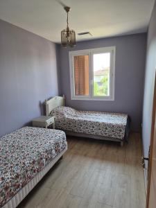 a bedroom with two beds and a window at Maison de Luxe 2 in Chalon-sur-Saône