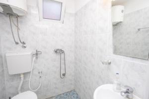 a bathroom with a shower and a toilet and a sink at Babulje in Ulcinj +104 photos