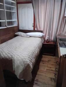 a bedroom with a bed and a window at Hospedaje Alondra in Osorno
