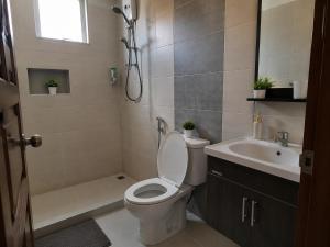 a bathroom with a toilet and a sink at GORDITAS Villa in Zacatecas