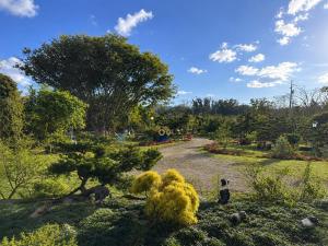 a garden with figurines of animals in the grass at Du Du Hao B&B in Yung-an-ts'un
