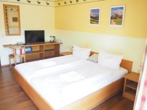 a bedroom with a large white bed in a room at Apartment am Christopherhof in Grafenwiesen