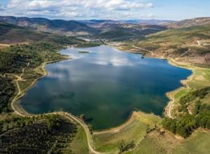 an aerial view of a large body of water at Vila Muhadri in Kamëz