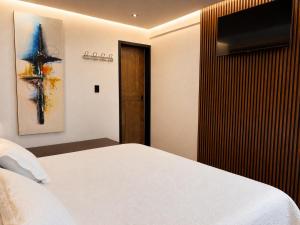 a bedroom with a bed and a flat screen tv at Vista Zacatlan Hotel in Zacatlán +72 photos