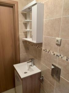 a bathroom with a sink and a mirror at Eliksir 2 in Gornja Trepča