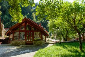 ein kleines Haus mitten in einem Park in der Unterkunft Rem's Pension in Râșnov