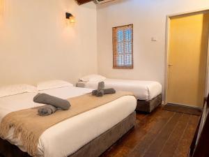 a room with two beds and a window at Redang Divers Resort in Redang Island