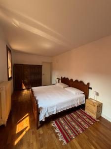 a bedroom with a large bed and a rug at Storico appartamento con parco in Sanguinetto +19 photos