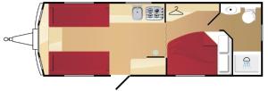 a floor plan of a room with a red at Muzeum PRL noclegi in Ostróda