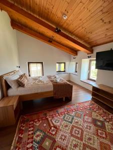 a bedroom with a large bed and a television at Gurra resort in Klos